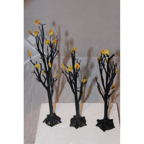 Dept 56 Halloween Village Accessories - Spooky Black Glitter Trees - Picture 2 of 3